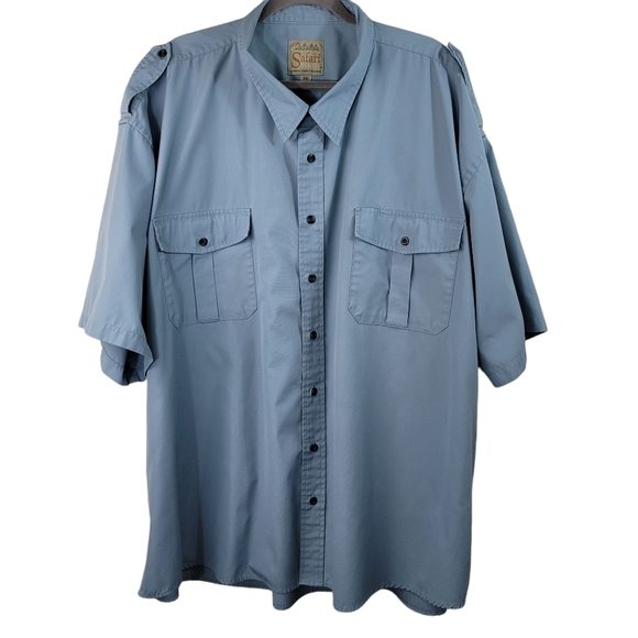 Cabelas Safari Series Button Front Short Sleeve Mens Shirt Sz 5XL Tall - Picture 10 of 10